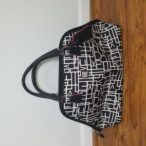 Diane von Fursternberg Dome Travel Tote Duffle Bag Luggage Pink & Black w/ Lock